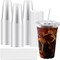 100 Pack 16 oz Plastic Iced Coffee Cups with Lids and Straws, Disposable Clear Coffee Cups with Lids for Cold Coffee, Smoothie, or Any Drinks